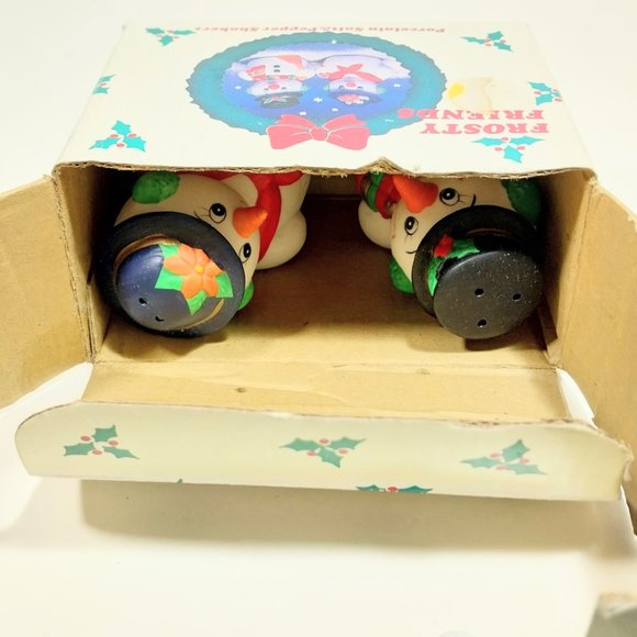 Salt & Pepper Shakers Russ Christmas Frosty Friends Snowman Couple And Box #1265 - Picture 6 of 13